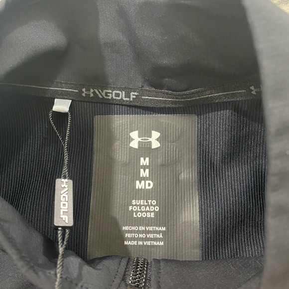 Under Armour Mens M Loose Windstrike Storm Full Zip Jacket Golf Black $100 - Picture 10 of 12
